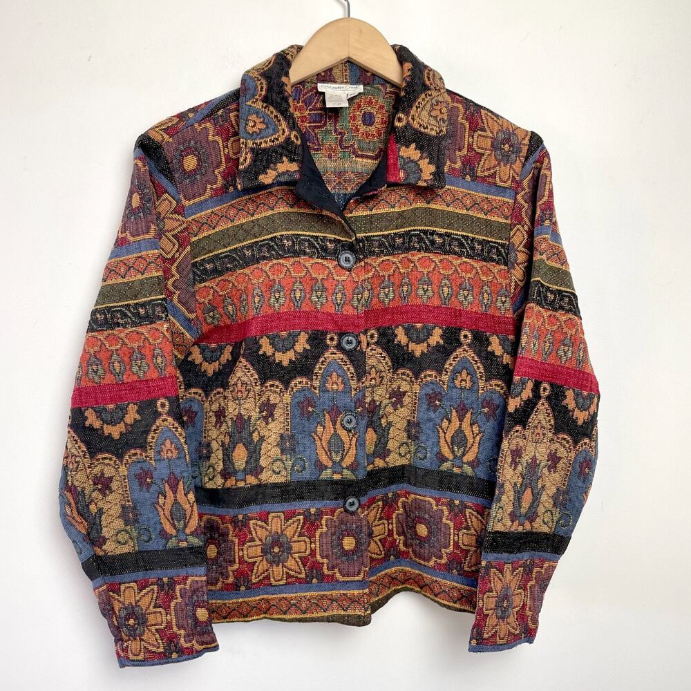 Coldwater Creek Multicolor Patterned Button-Up Jacket